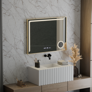 Specchio LED Sensore MotionGlow Rosalia 80x60 cm Luce Calda/Fredda/Neutra Dimmerabile Sistema di Disappannamento Termometro Orologio Collezione Marcello Funghi Marcello Specchi Titolo predefinito Alessandro Design