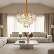 Lampadario Cristallo VETRA Nobile 6xE14, D40 cm, Oro, Altezza Regolabile, Metallo e Cristallo