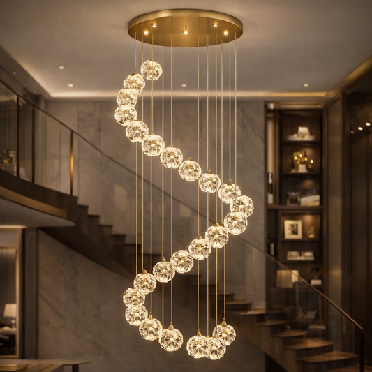 Lampadario Culmino LED KILKENNY in cristallo, 144W, Luce Neutra, Diametro 60cm, Lampadari Moderni Oro Titolo predefinito Alessandro Design