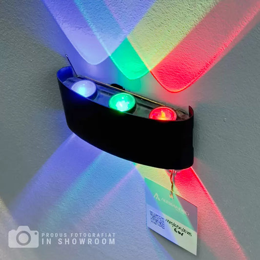 Fantas RGB Lampada da parete LED per interni/esterni, 6 Sorgenti x 1W, IP65, Nero, 3000K