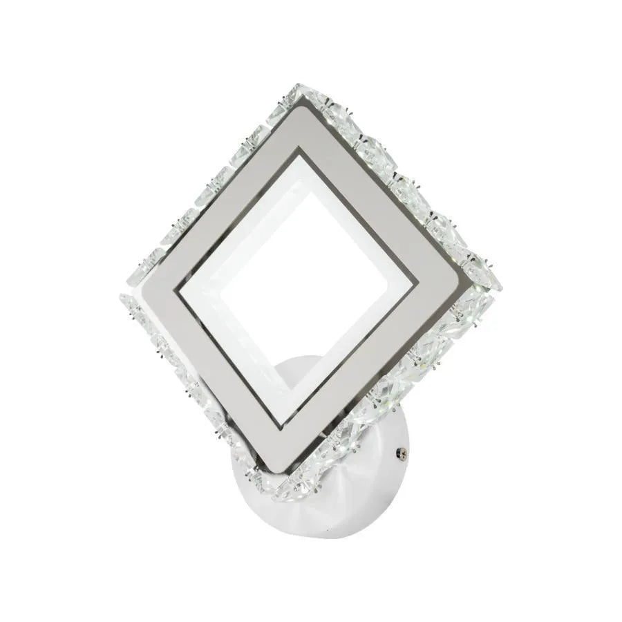 TERRANO Lampada da Parete a LED con Cristalli, Quadrata, 24W, Luce Fredda/Calda/Neutra, Lampada da Parete per Interni Bianca e Acciaio Inossidabile Titolo predefinito Alessandro Design