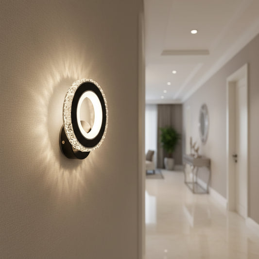 Lampada da parete a LED NOVA Rotonda, 16W, Nero e acciaio inossidabile, Luce calda/fredda/neutra Lampade da parete per interni Titolo predefinito Alessandro Design