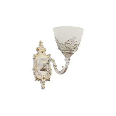Lampada da parete rustica COTTAGE, 1xE27, Bianco, Metallo e Vetro