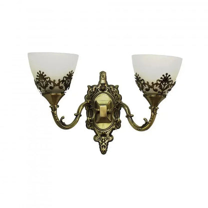 Lampada da parete rustica COTTAGE, 2xE27, Bronzo con bianco, metallo e vetro Lampade da parete per interni Titolo predefinito Alessandro Design