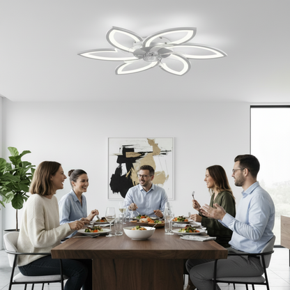 Lampadario LED ANEMO Fan con telecomando, 36W, D76,5cm, Luce fredda/neutra/calda, Metallo e plastica, Bianco