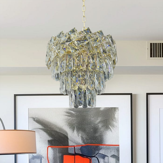 Lampadario in Cristallo WINDSOR Petito 3xE14, Diametro 29cm, Oro Lucido, Altezza Regolabile, Metallo e Cristallo Lampadari in Cristallo Titolo predefinito Alessandro Design