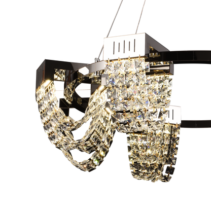 Lampadario LED in Cristallo 24W, STRATUS Regalis, Diametro 80cm, Cromo Lucido, Altezza Regolabile, Luce Calda Neutra Fredda 3000K/4000K/6000K, Lampadari in Cristallo in Metallo e Cristallo Titolo predefinito Alessandro Design