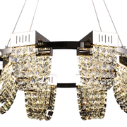 Lampadario LED in Cristallo 24W, STRATUS Regalis, Diametro 80cm, Cromo Lucido, Altezza Regolabile, Luce Calda Neutra Fredda 3000K/4000K/6000K, Lampadari in Cristallo in Metallo e Cristallo Titolo predefinito Alessandro Design