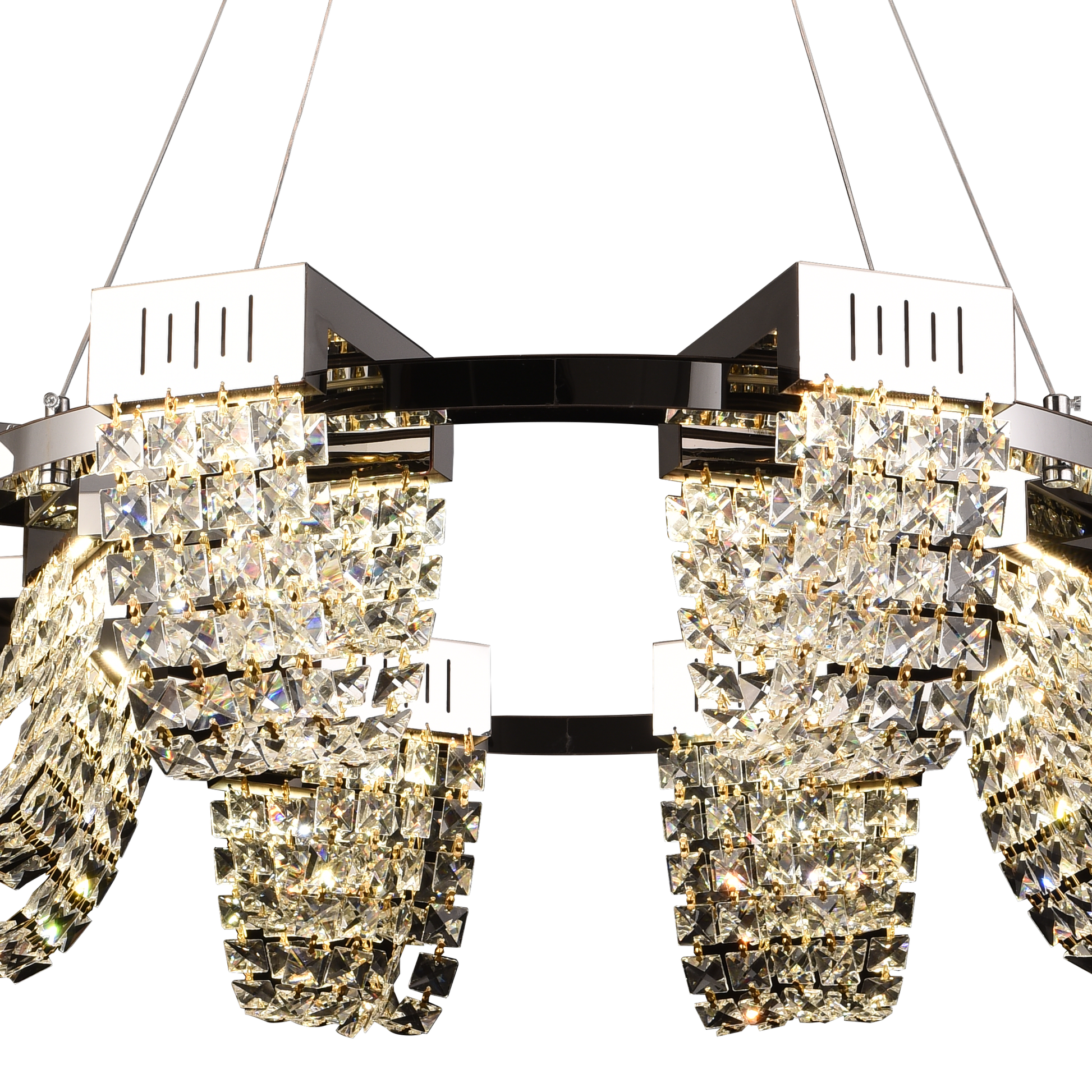 Lampadario LED in Cristallo 24W, STRATUS Regalis, Diametro 80cm, Cromo Lucido, Altezza Regolabile, Luce Calda Neutra Fredda 3000K/4000K/6000K, Lampadari in Cristallo in Metallo e Cristallo Titolo predefinito Alessandro Design
