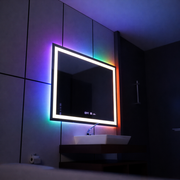 Specchio rettangolare a LED, 100x60 cm, Verite MotionGlow Marcello, sistema antiappannamento, orologio e termometro, dimmerabile, W09/100X60BTRGB Marcello Mirrors Titolo predefinito Alessandro Design