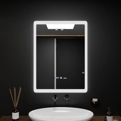 Specchio rettangolare a LED, 60x80 cm, sensore ELANCEE MotionGlow Marcello, sistema antiappannamento, orologio e termometro, specchi dimmerabili Titolo predefinito Marcello Alessandro Design