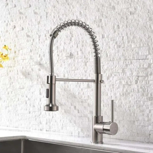 Rubinetto Cucina con Doccia Estraibile, Acciaio Inox e Ottone Cromato, YD/101 Rubinetti Cucina Titolo predefinito Alessandro Design