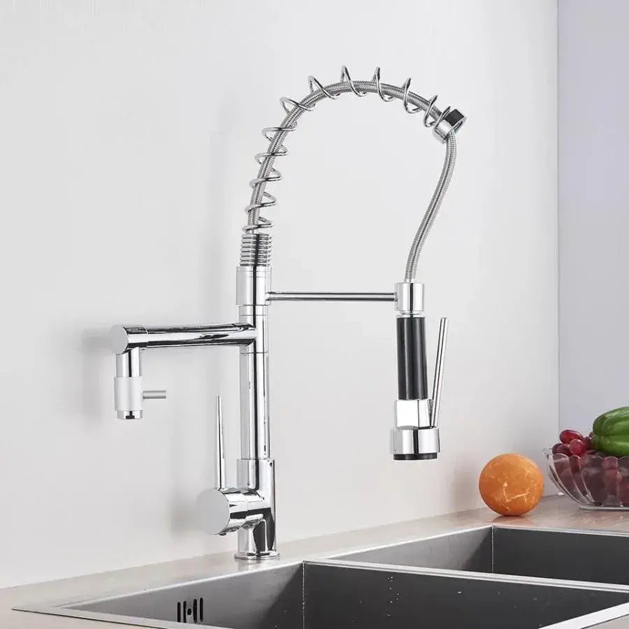 Rubinetto Cucina con Doccia Estraibile, Acciaio Inox e Ottone Cromato, YD/201 Rubinetti Cucina Titolo predefinito Alessandro Design