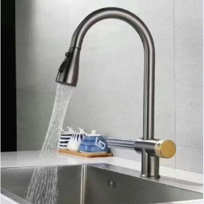 Rubinetto cucina con doccetta estraibile in acciaio inox grigio con funzione cascata YB1500N Rubinetti cucina Default Title Alessandro Design