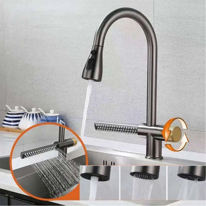 Rubinetto cucina con doccetta estraibile in acciaio inox nero con funzione cascata YB1500H Rubinetti cucina Default Title Alessandro Design