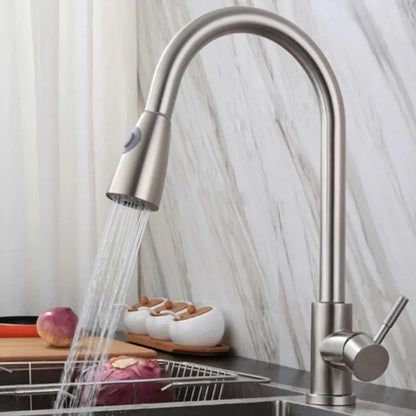 Rubinetto Cucina con Doccia Estraibile, Acciaio Inossidabile SUS304, Satinato, CF017 Rubinetti Cucina Titolo predefinito Alessandro Design