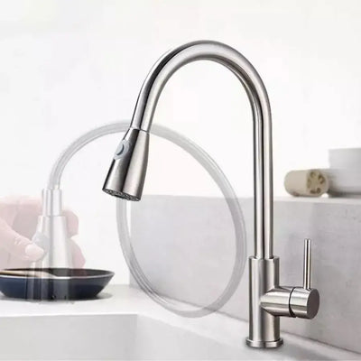 Rubinetto da cucina con doccia estraibile, acciaio inossidabile SUS304, satinato, CF018