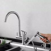 Rubinetto Cucina con Doccia Estraibile, Acciaio Inossidabile SUS304, Satinato, Rubinetti Cucina CF034 Titolo predefinito Alessandro Design