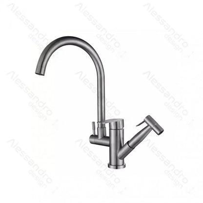 Rubinetto Cucina con Doccia Estraibile, Acciaio Inossidabile SUS304, Satinato, Rubinetti Cucina CF034 Titolo predefinito Alessandro Design