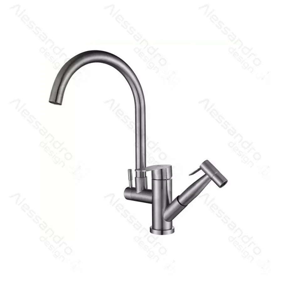 Rubinetto Cucina con Doccia Estraibile, Acciaio Inossidabile SUS304, Satinato, Rubinetti Cucina CF034 Titolo predefinito Alessandro Design