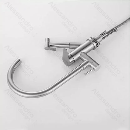 Rubinetto Cucina con Doccia Estraibile, Acciaio Inossidabile SUS304, Satinato, Rubinetti Cucina CF034 Titolo predefinito Alessandro Design
