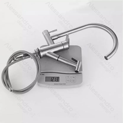 Rubinetto Cucina con Doccia Estraibile, Acciaio Inossidabile SUS304, Satinato, Rubinetti Cucina CF034 Titolo predefinito Alessandro Design