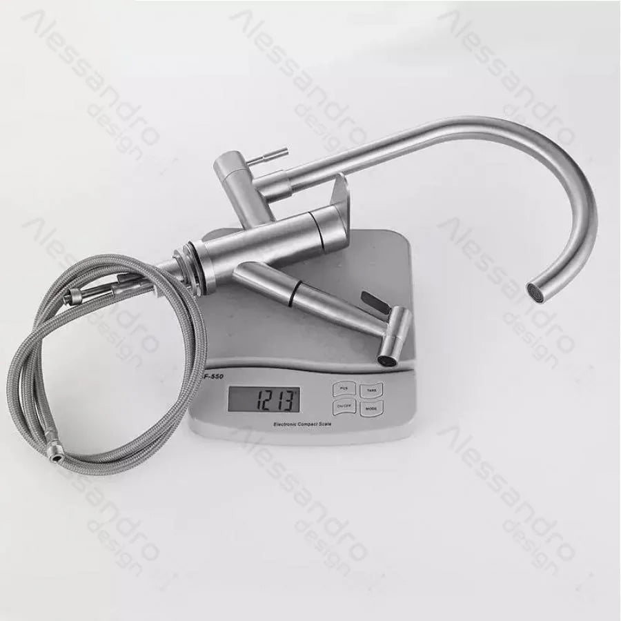 Rubinetto Cucina con Doccia Estraibile, Acciaio Inossidabile SUS304, Satinato, Rubinetti Cucina CF034 Titolo predefinito Alessandro Design