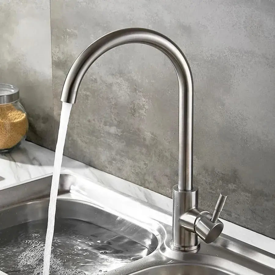 Rubinetto cucina monocomando Rubinetto orientabile Cartuccia ceramica Acciaio inox satinato Connessioni Kit di fissaggio incluso CF001 Rubinetti cucina Default Title Alessandro Design