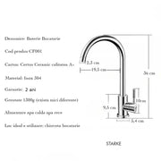 Rubinetto cucina monocomando Rubinetto orientabile Cartuccia ceramica Acciaio inox satinato Connessioni Kit di fissaggio incluso CF001 Rubinetti cucina Default Title Alessandro Design