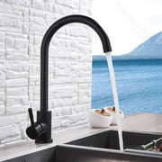 Rubinetto Cucina Monocomando Bocca Girevole Cartuccia Ceramica Acciaio Inox Attacchi Nero Satinato Kit di Fissaggio Incluso HS001 Rubinetti Cucina Titolo predefinito Alessandro Design