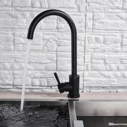 Rubinetto Cucina Monocomando Bocca Girevole Cartuccia Ceramica Acciaio Inox Attacchi Nero Satinato Kit di Fissaggio Incluso HS001 Rubinetti Cucina Titolo predefinito Alessandro Design