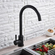 Rubinetto Cucina Monocomando Bocca Girevole Cartuccia Ceramica Acciaio Inox Attacchi Nero Satinato Kit di Fissaggio Incluso HS001 Rubinetti Cucina Titolo predefinito Alessandro Design