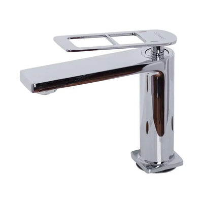 Rubinetto monocomando per lavabo Cartuccia ceramica Ottone sanitario Cromo lucido Attacchi e kit di fissaggio inclusi 9707