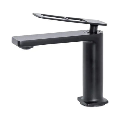 Rubinetto monocomando lavabo, cartuccia ceramica, ottone sanitario, nero, attacchi e kit di fissaggio inclusi 9707H