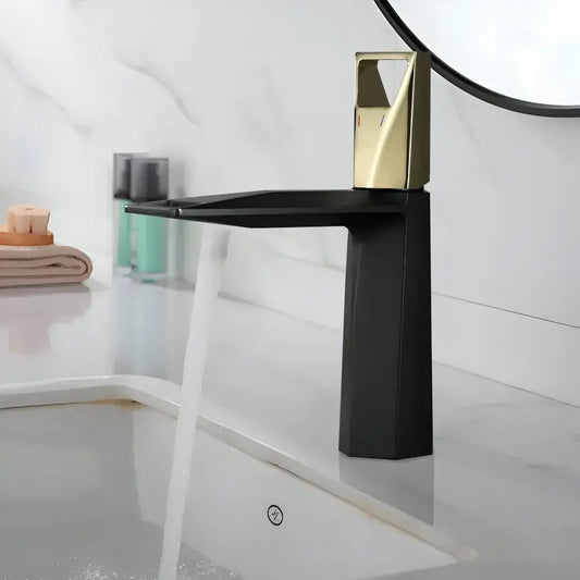 Rubinetto per lavabo, ottone sanitario, nero con oro, 10107H/G Rubinetti per bagno Titolo predefinito Alessandro Design