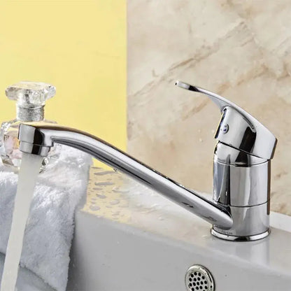 Rubinetto per lavabo, bocca girevole, lunghezza 15 cm, cartuccia in ceramica, cromo, attacco incluso Rubinetti bagno Titolo predefinito Alessandro Design