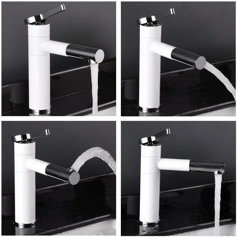 Rubinetto per lavabo con doccetta estraibile, ottone sanitario, bianco, WZX/2021 Rubinetti per bagno Titolo predefinito Alessandro Design