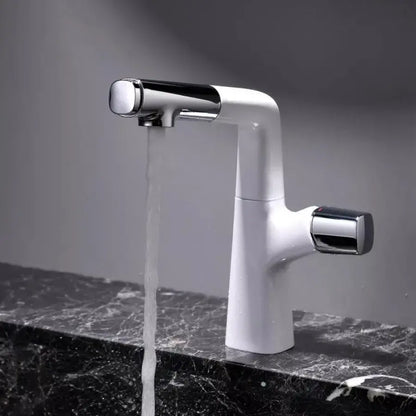 Rubinetto lavabo con doccetta estraibile, ottone sanitario, cromo e bianco, MP016B/C Rubinetti bagno Default Title Alessandro Design