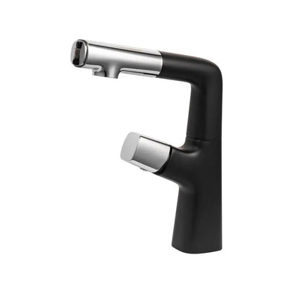 Rubinetto per Lavabo con Doccia Estraibile, Ottone Sanitario, Cromo e Nero, MP016H/C Rubinetti Bagno Titolo predefinito Alessandro Design
