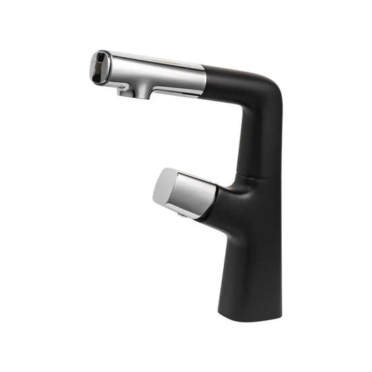 Rubinetto per Lavabo con Doccia Estraibile, Ottone Sanitario, Cromo e Nero, MP016H/C Rubinetti Bagno Titolo predefinito Alessandro Design