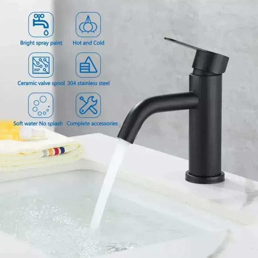 Rubinetto per lavabo, acciaio inossidabile SUS304, nero, HS/LY007 Rubinetti per bagno Titolo predefinito Alessandro Design
