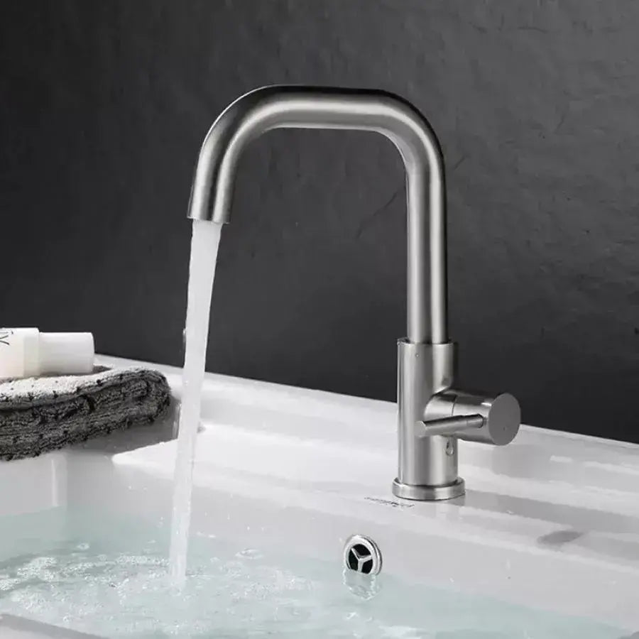 Rubinetto per lavabo, acciaio inossidabile SUS304, satinato, rubinetti per bagno MP007 Titolo predefinito Alessandro Design