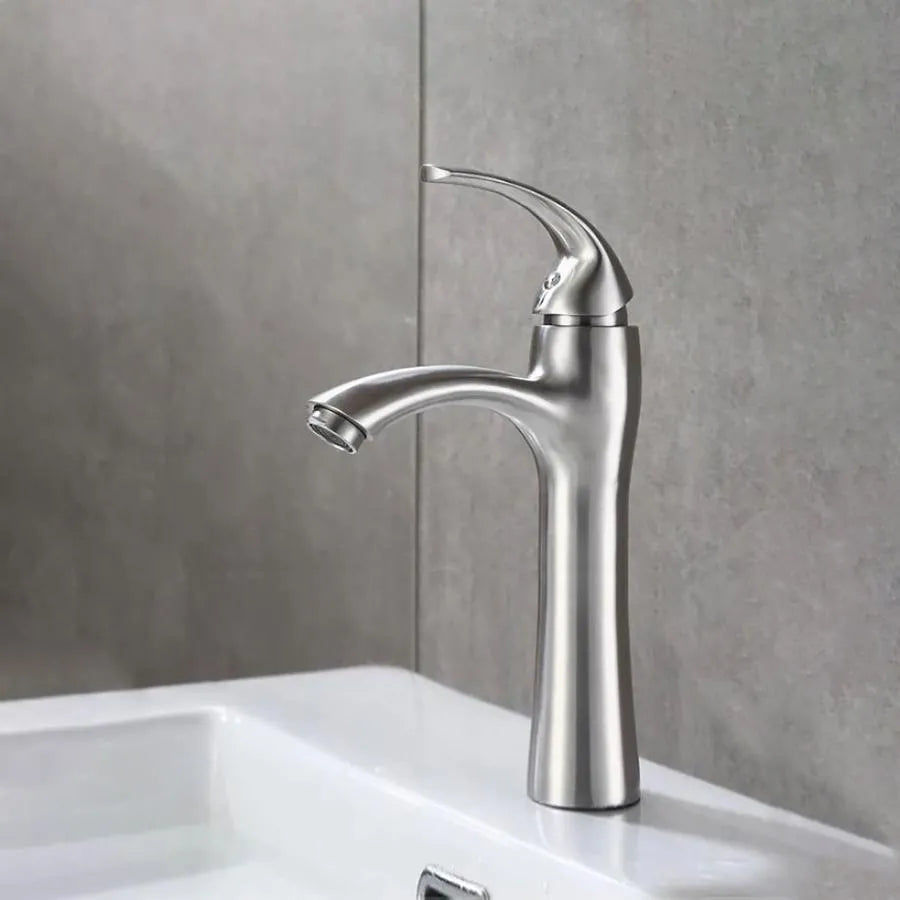 Rubinetto per lavabo, acciaio inossidabile SUS304, satinato, Rubinetti per bagno MP016 Titolo predefinito Alessandro Design