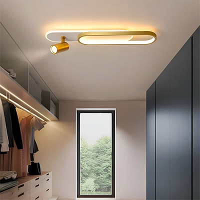 FISSO Camilla Proiettore LED Orientabile, 48W, Luce Fredda/Calda/Neutra 3000K/4000K/6000K, Oro Lucido, Metallo e Acrilico