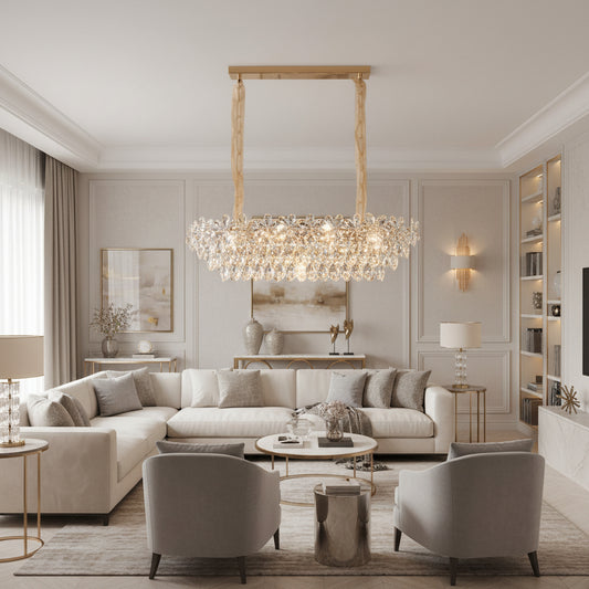 Lampadario di cristallo Regalis 11x E14, 80 cm, Oro lucido, Altezza regolabile, Metallo e cristallo Lampadari in cristallo Titolo predefinito Alessandro Design