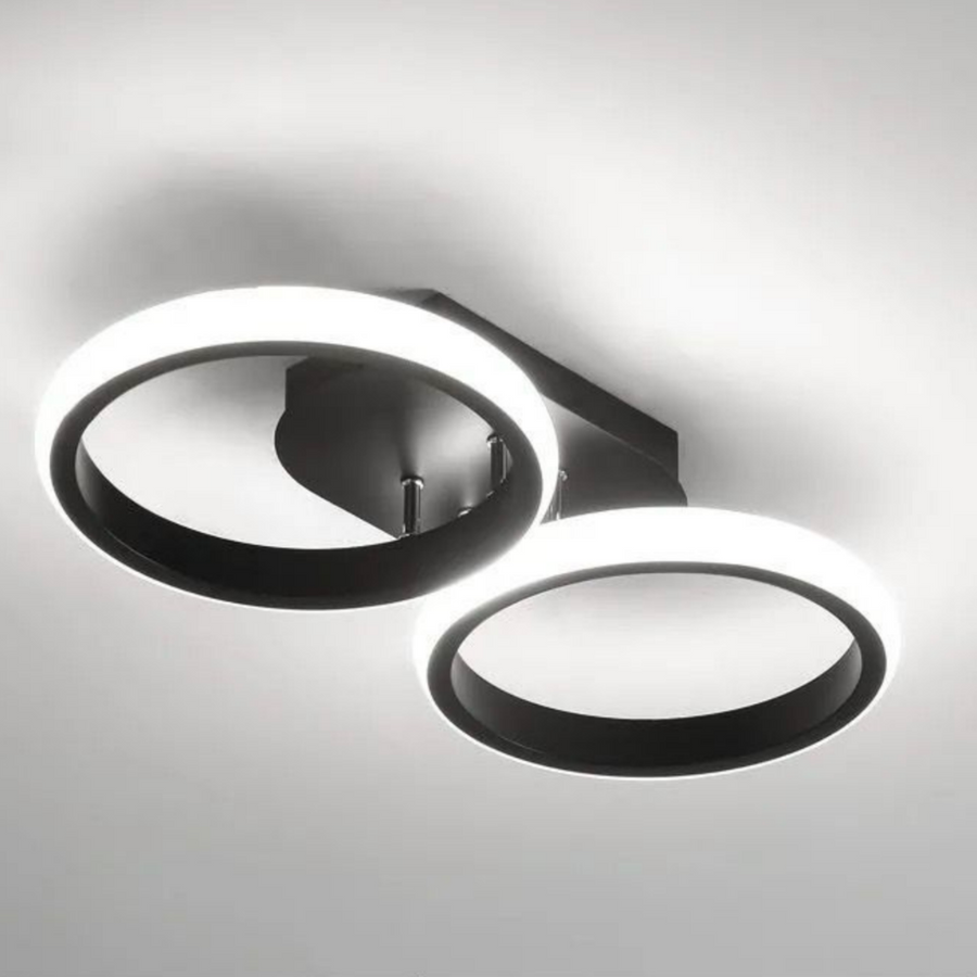 Lampadario LED Celio, 16W, 2 Cerchi, Luce Fredda/Calda/Neutra, Lampadari LED Neri Titolo predefinito Alessandro Design