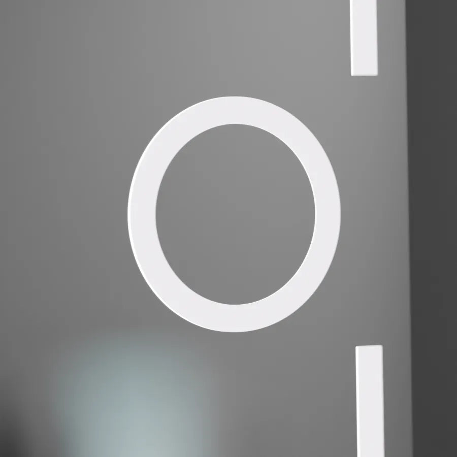 Specchio rettangolare a LED, 50x70 cm, Eclat MotionGlow Marcello, sistema antiappannamento, orologio e termometro, lente d'ingrandimento cosmetica, specchi Marcello dimmerabili Titolo predefinito Alessandro Design