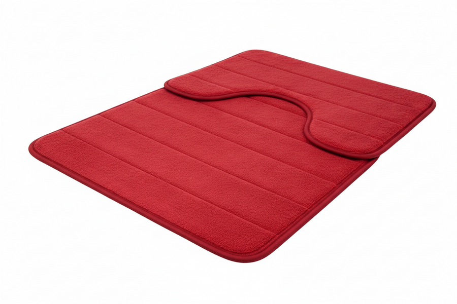 Tappetini da bagno, 80x50 cm / 50x40 cm, Rosso, Antiscivolo, Assorbenti, Set di 2 Tappetini da bagno Titolo predefinito Alessandro Design