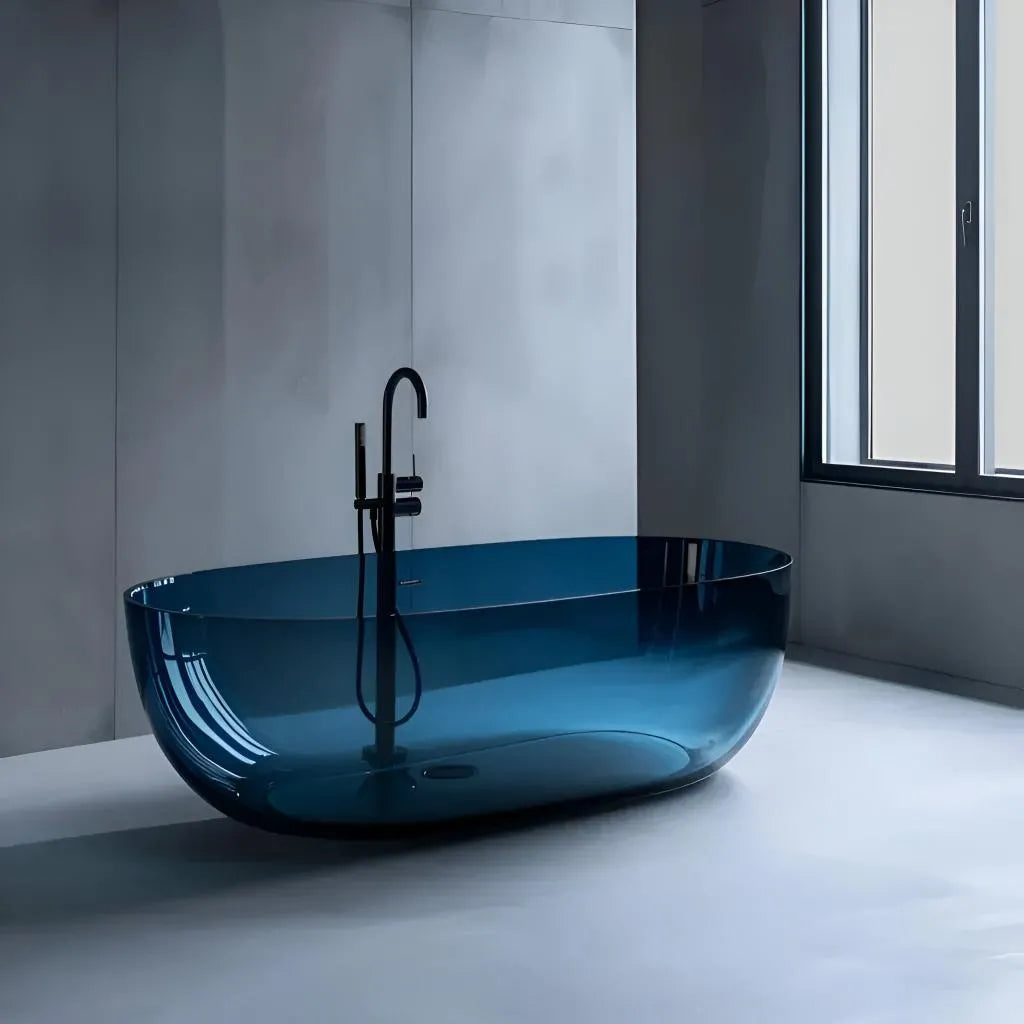 Vasca da bagno centro stanza, ovale, celeste, resina, 150x72x56 cm Titolo predefinito Alessandro Design