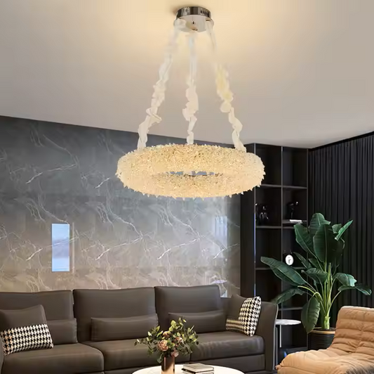 Lampadario in Cristallo PRAGA Magno, 26W, Luce Calda/Fredda/Neutra, Diametro 47cm, Oro, Altezza Regolabile Lampadario LED con Telecomando Titolo predefinito Alessandro Design